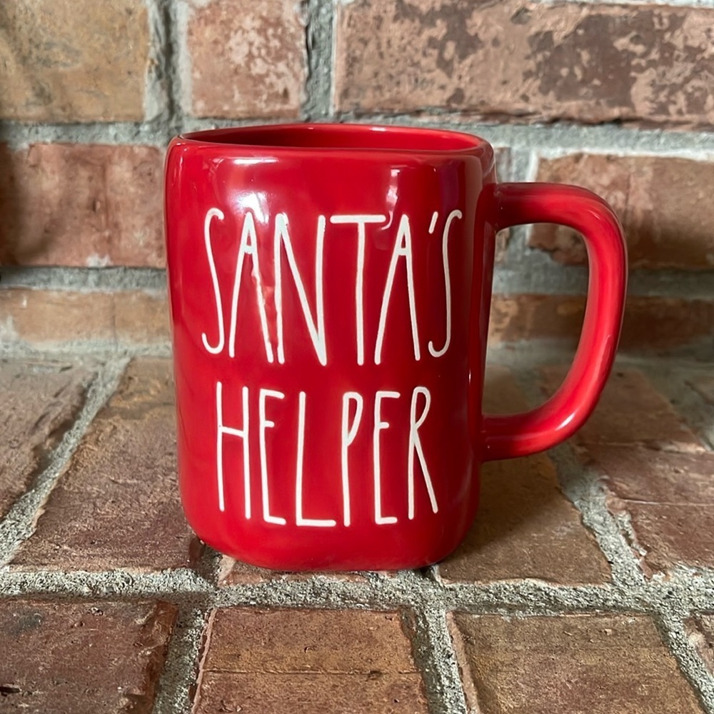 Rae Dunn SANTA'S HELPER Red Mug